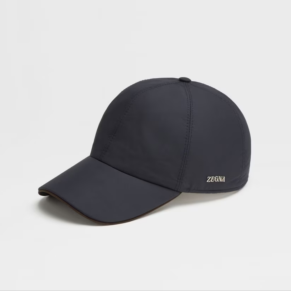 ZEGNA Men's Dark Blue Technical Fabric Baseball Cap Size Small